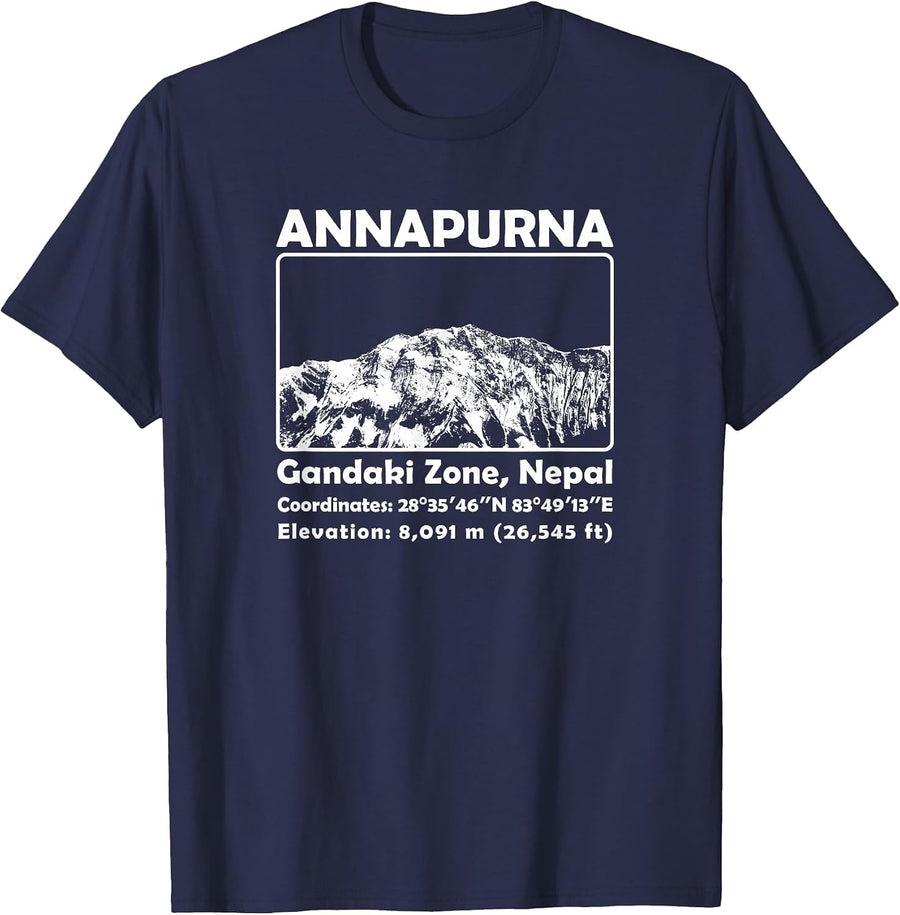 Annapurna Massif Nepal Mountain Climbing Trekking T-Shirt T-Shirt - Navy Blue