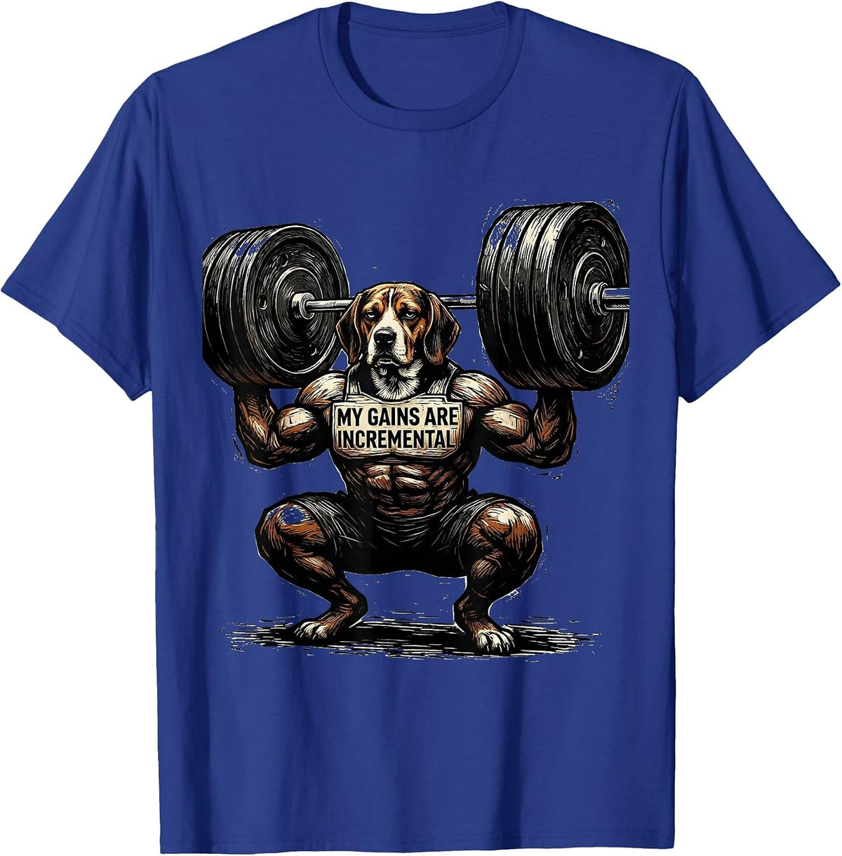 Men's My Gains Are Incremental Funny Gym Weightlifting Workout T-Shirt - Royal Blue