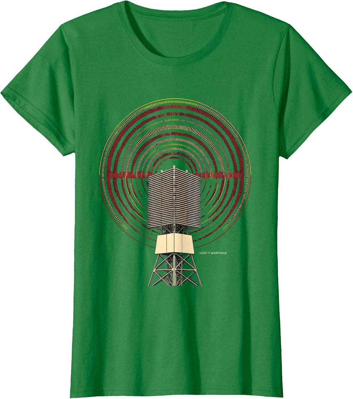 Women's I Keep It Shortwave Geometric Ham Radio Operator Humor T-Shirt - Kelly Green