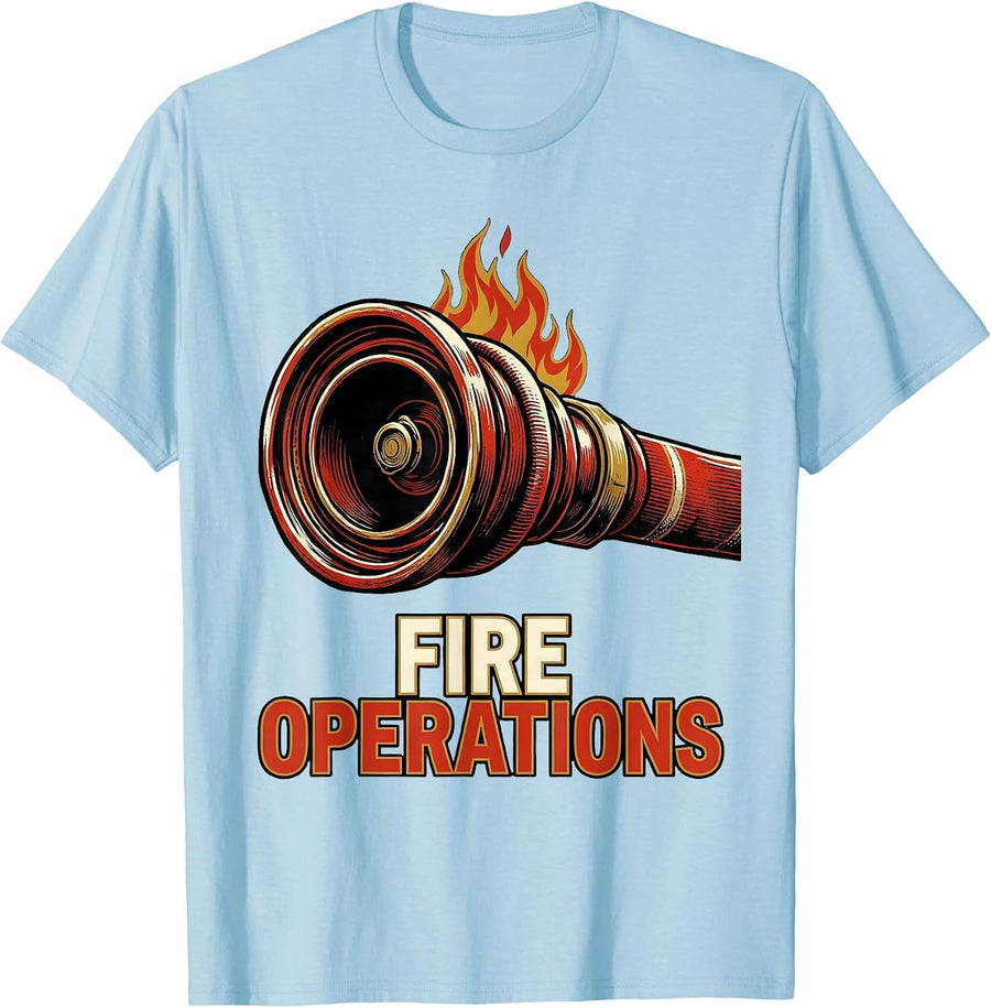 Men's Fire Operations Screenprint Firefighter Humor Occupation T-Shirt - Baby Blue