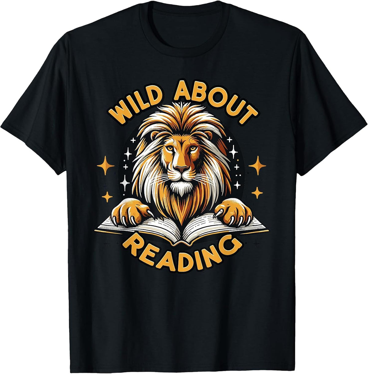 Wild About Reading Lion Design for Teachers & Students T-Shirt - Black