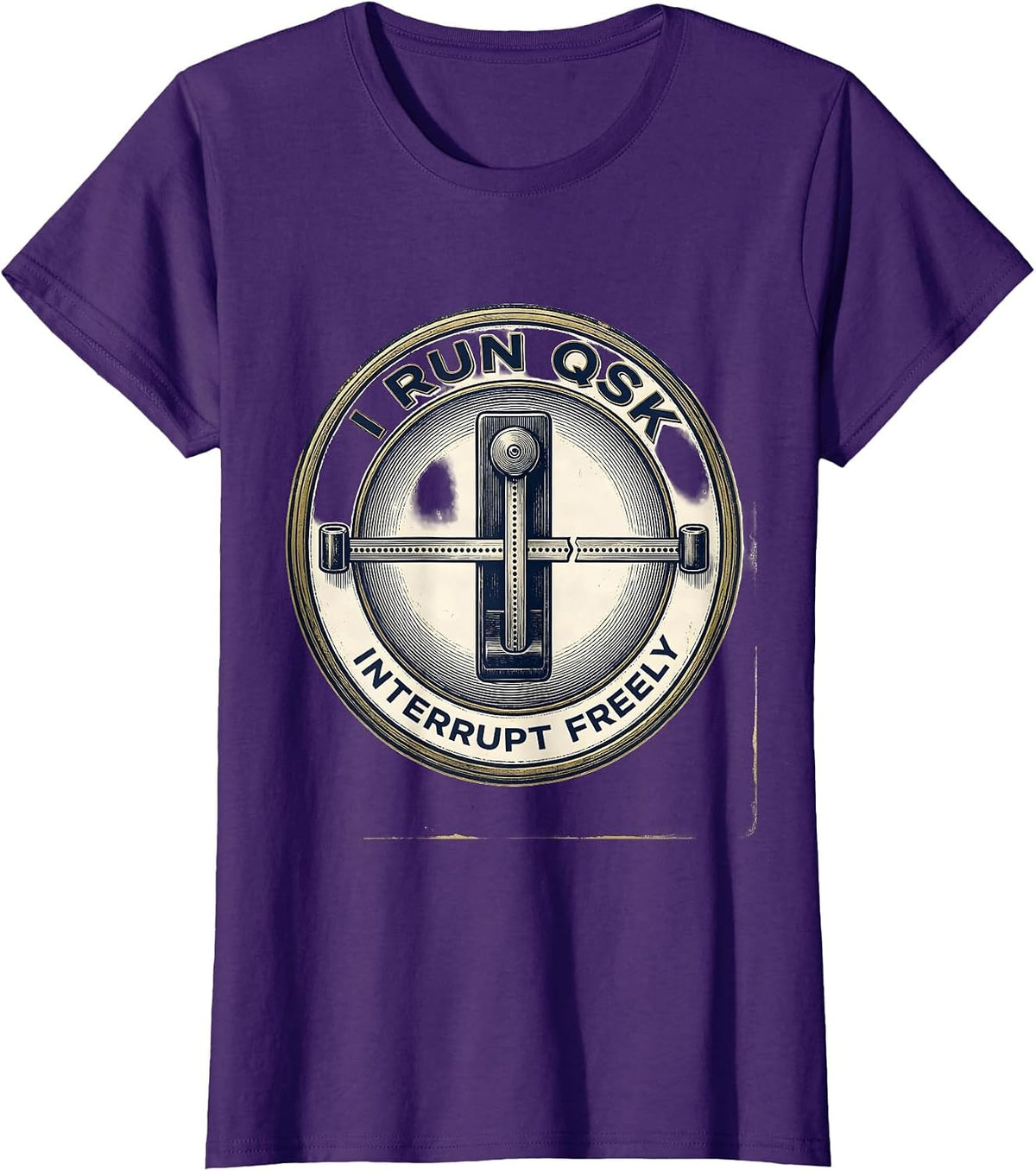 Women's I Run QSK, Interrupt Freely Funny Ham Radio Operator Humor T-Shirt - Purple