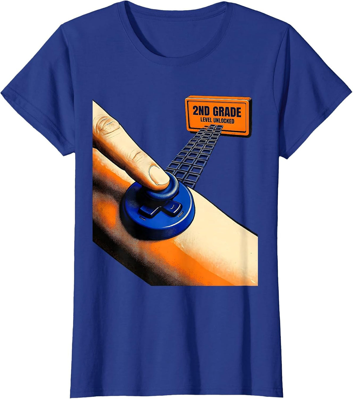 Women's 2nd Grade Level Unlocked Gamer Back To School First Day T-Shirt - Royal Blue