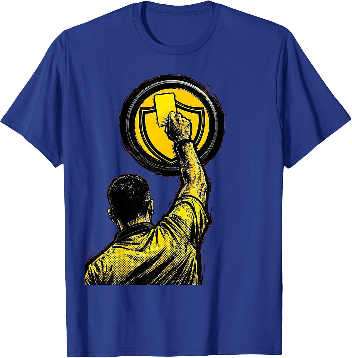 Rugby Referee Yellow Card Graphic T-Shirt - Royal Blue