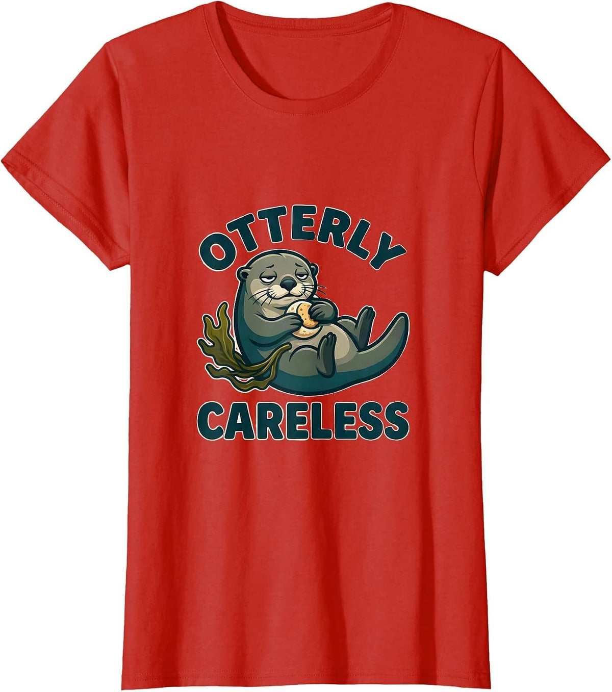 Otterly Careless Cute Sea Otter Lover Humor Gift T-Shirt - Red