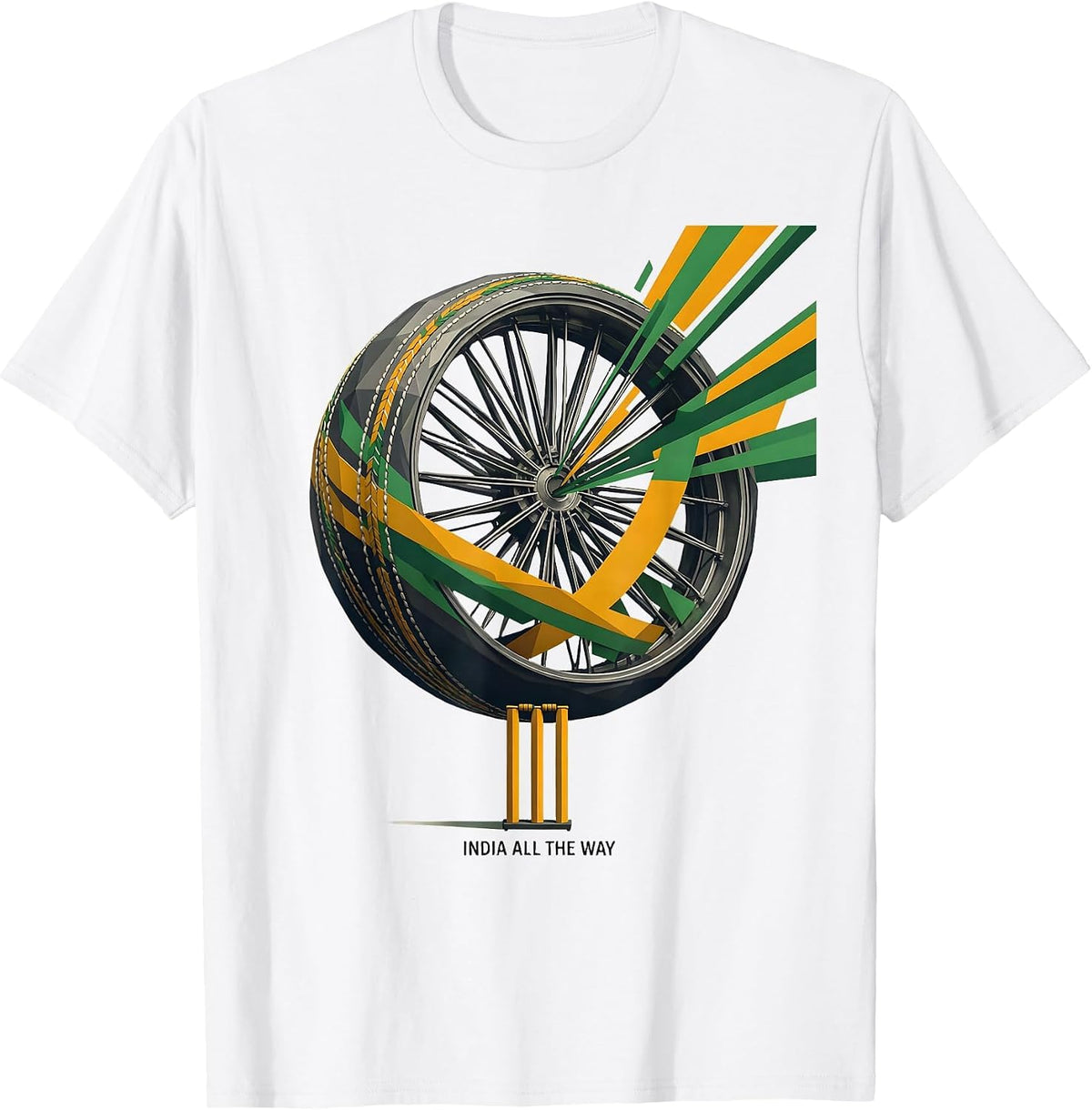 India All The Way Patriotic Cricket Fan National Pride T-Shirt - White