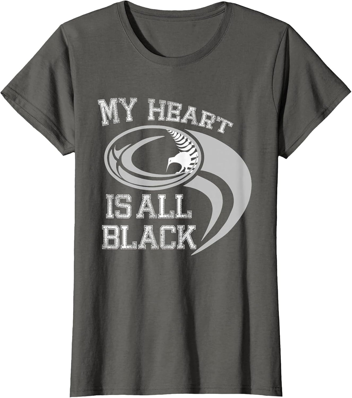 My Heart is All Black - Rugby New Zealand Fan T-Shirt - Asphalt Grey