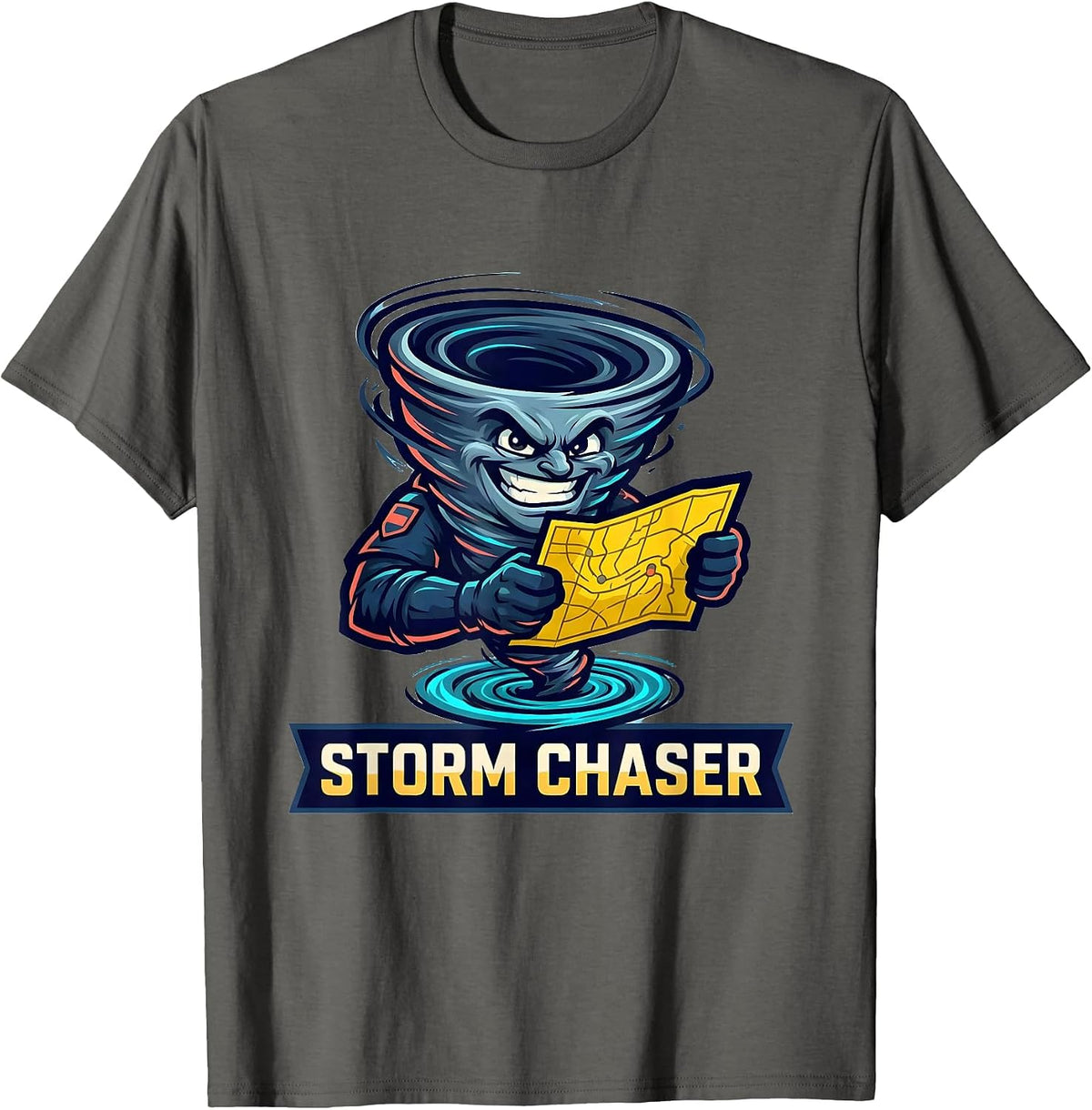Men's Storm Chaser Meteorologist Tornado Chaser Weather Enthusiast T-Shirt - Asphalt Grey