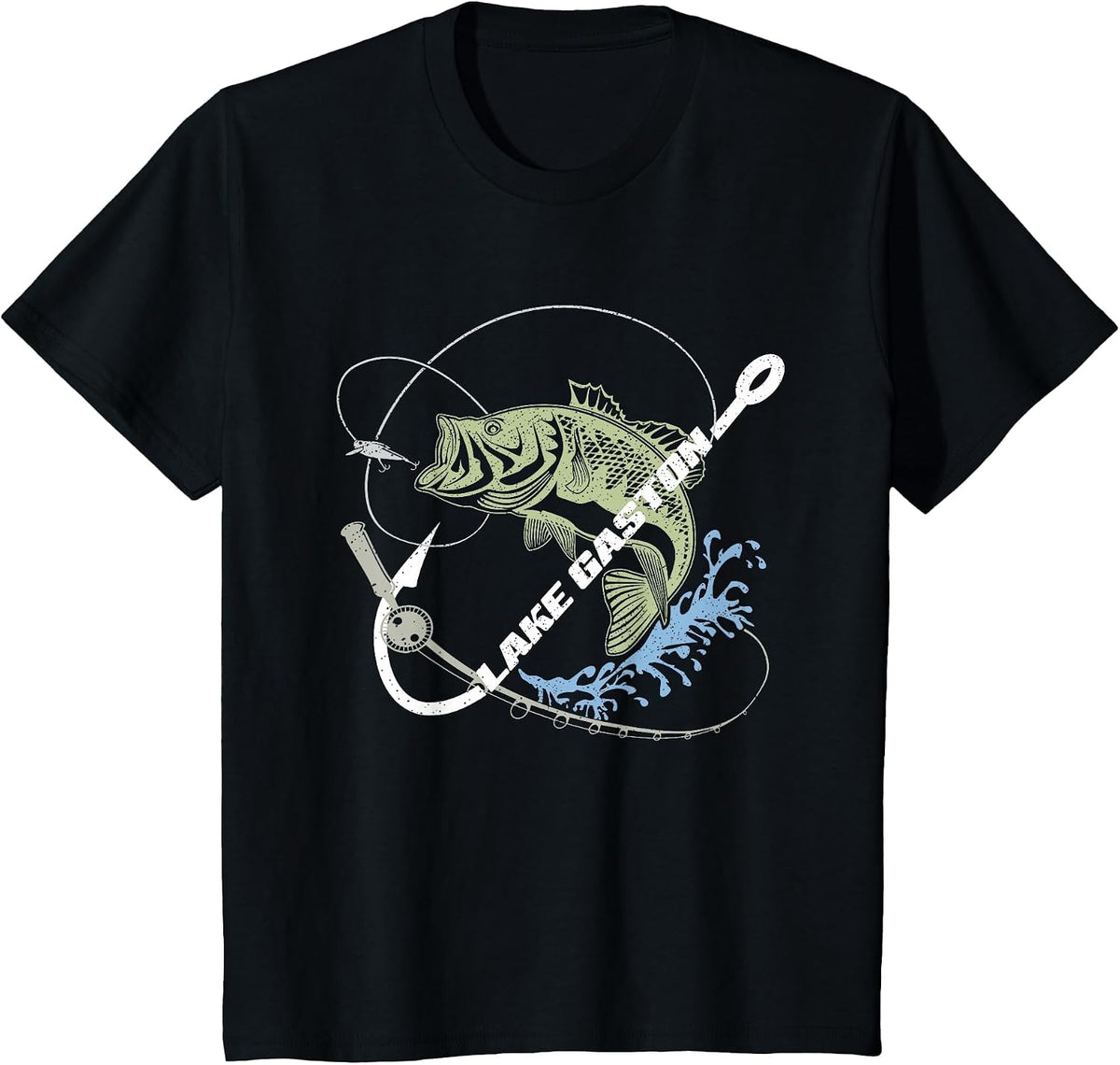 Lake Gaston Bass Fishing – Hooked on Lake Life T-Shirt - Black