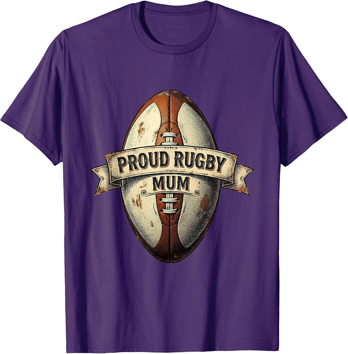 Proud Rugby Mum Graphic Design T-Shirt - Purple