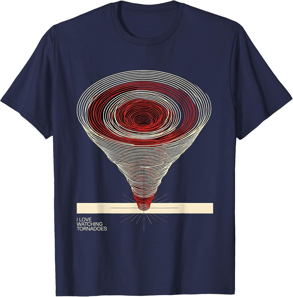 I Love Watching Tornadoes Geometric Storm Chaser Enthusiast T-Shirt - Navy Blue