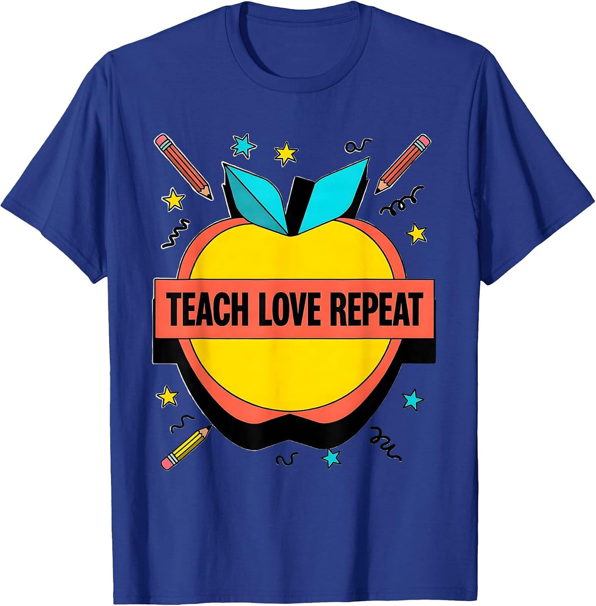 Teach Love Repeat 5th Grade Teacher Design T-Shirt - Royal Blue