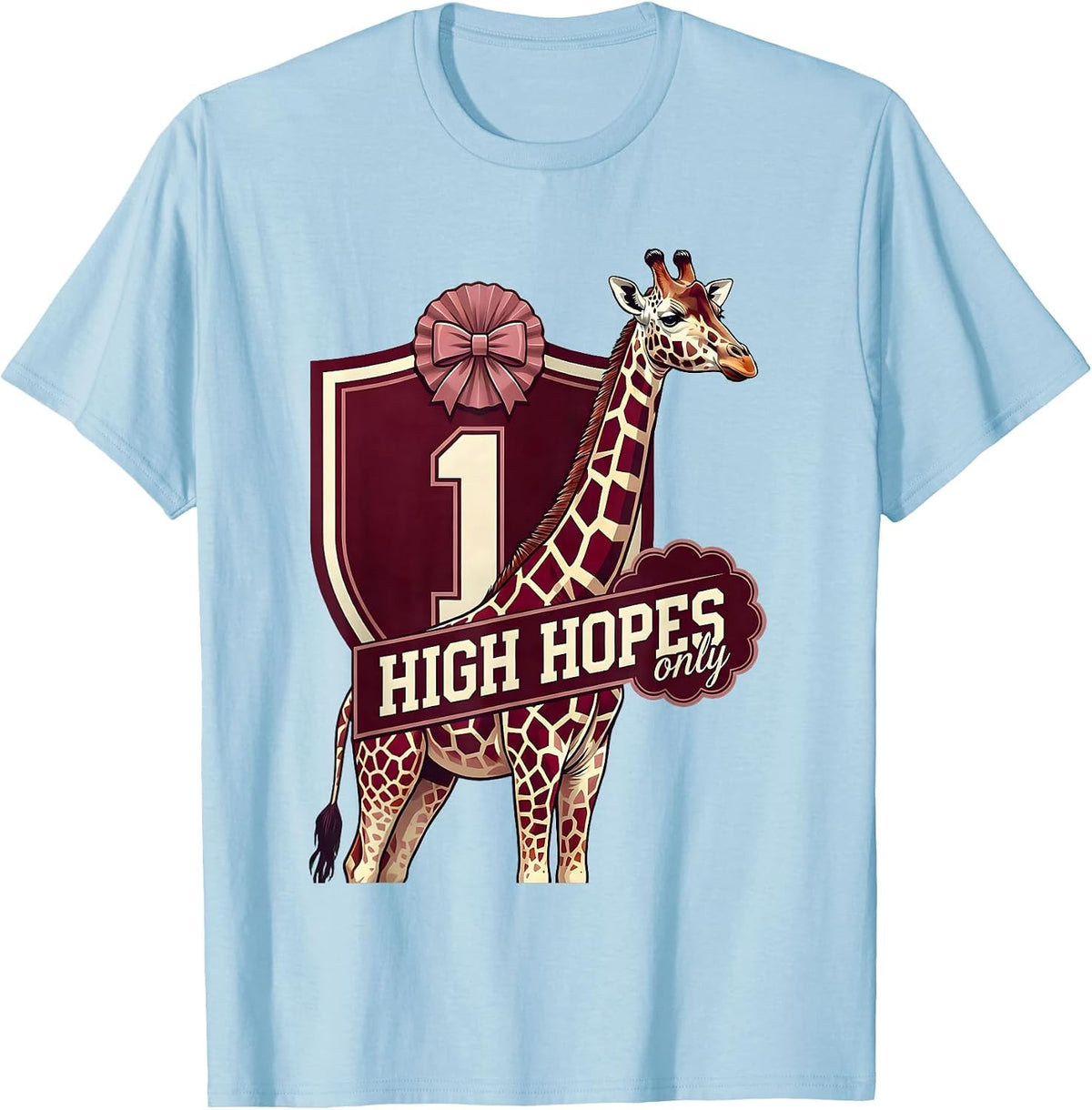 Men's Giraffe High Hopes Only Optimistic Design T-Shirt - Baby Blue