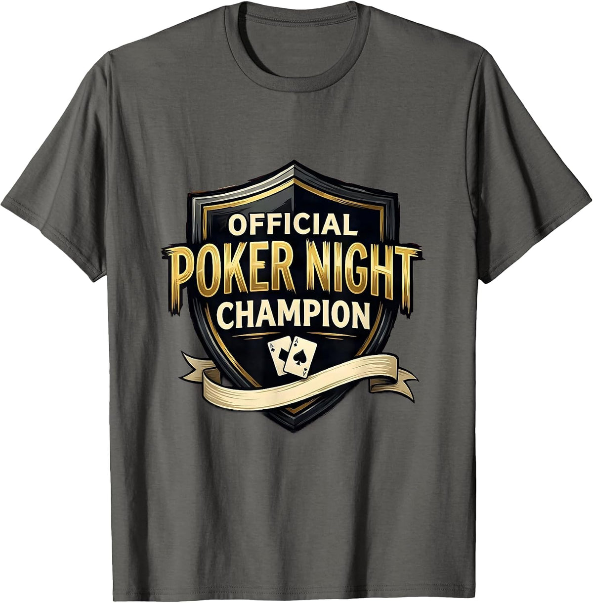 Official Poker Night Champion Funny Gambler Poker Player T-Shirt - Asphalt Grey