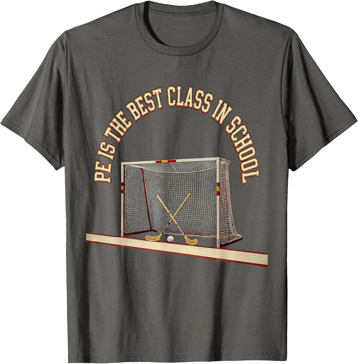 PE Is The Best Class In School Funny PE Teacher Gym Class T-Shirt - Asphalt Grey