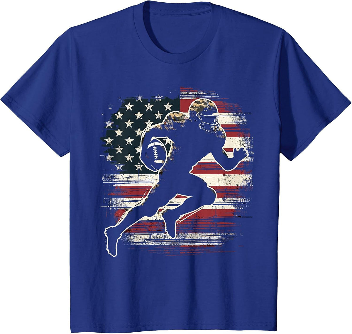 American Football Player Patriotic T-Shirt - Royal Blue