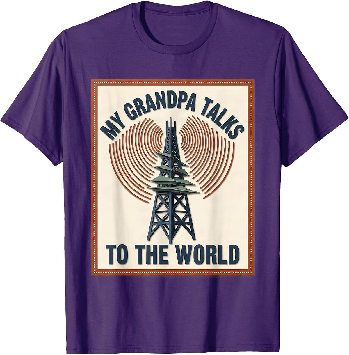 Men's My Grandpa Talks To The World Funny Ham Radio Operator Nerdy T-Shirt - Purple