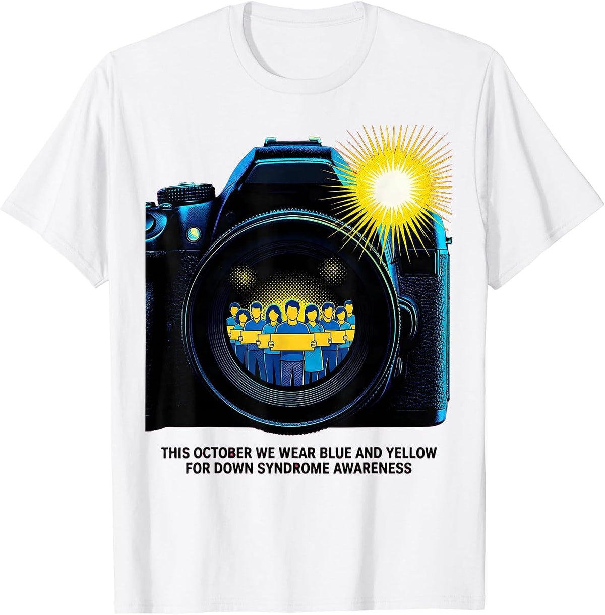 Men's This October We Wear Blue And Yellow Down Syndrome Awareness T-Shirt - White