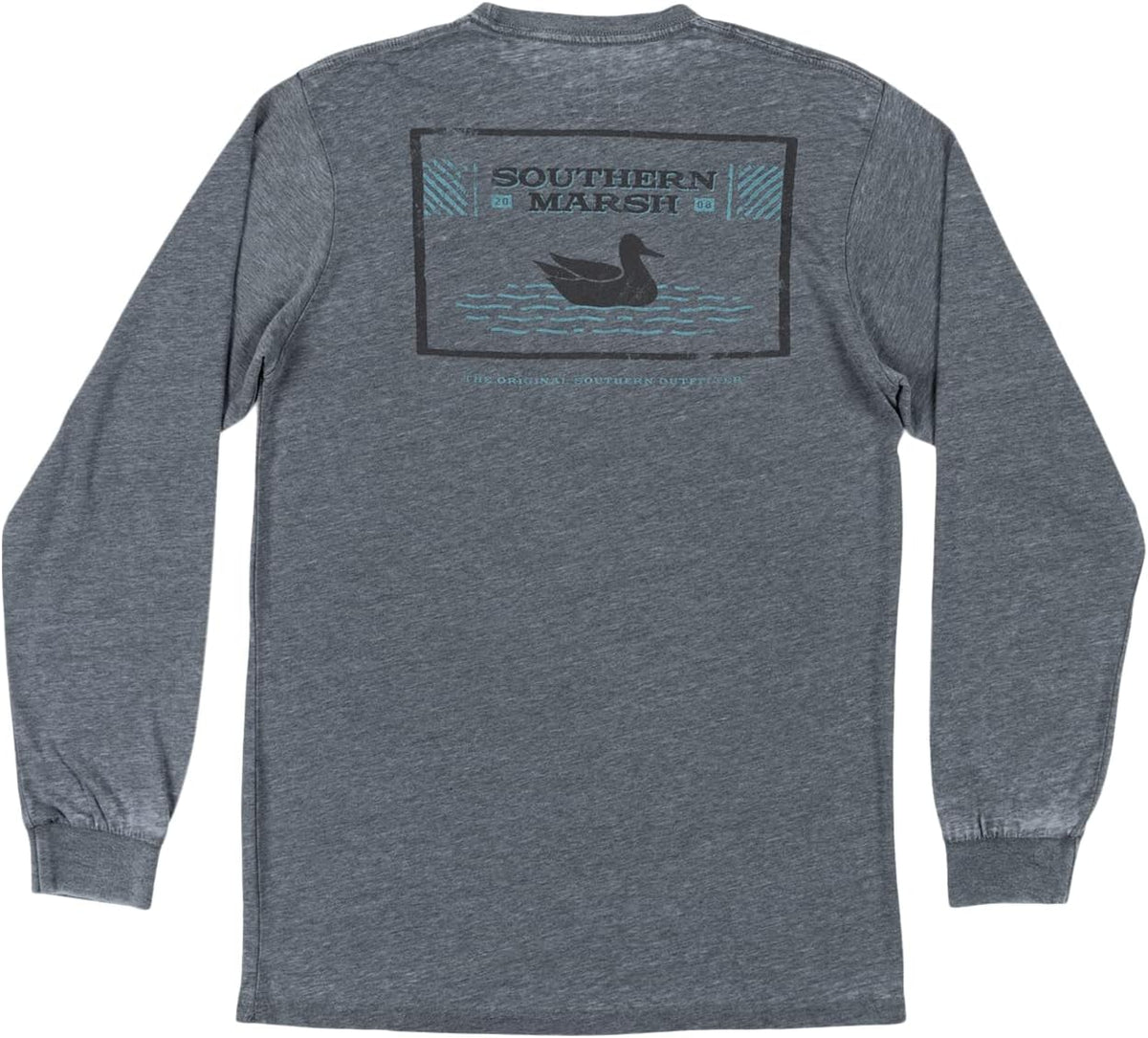 Southern Marsh Men's SEAWASH Pond T-Shirt – Long Sleeve Casual Graphic Tee - Midnight Gray