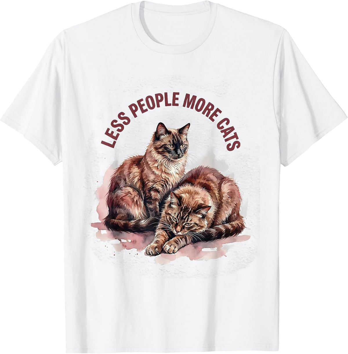 Men's Less People More Cats Funny Cat Lover Design T-Shirt - White