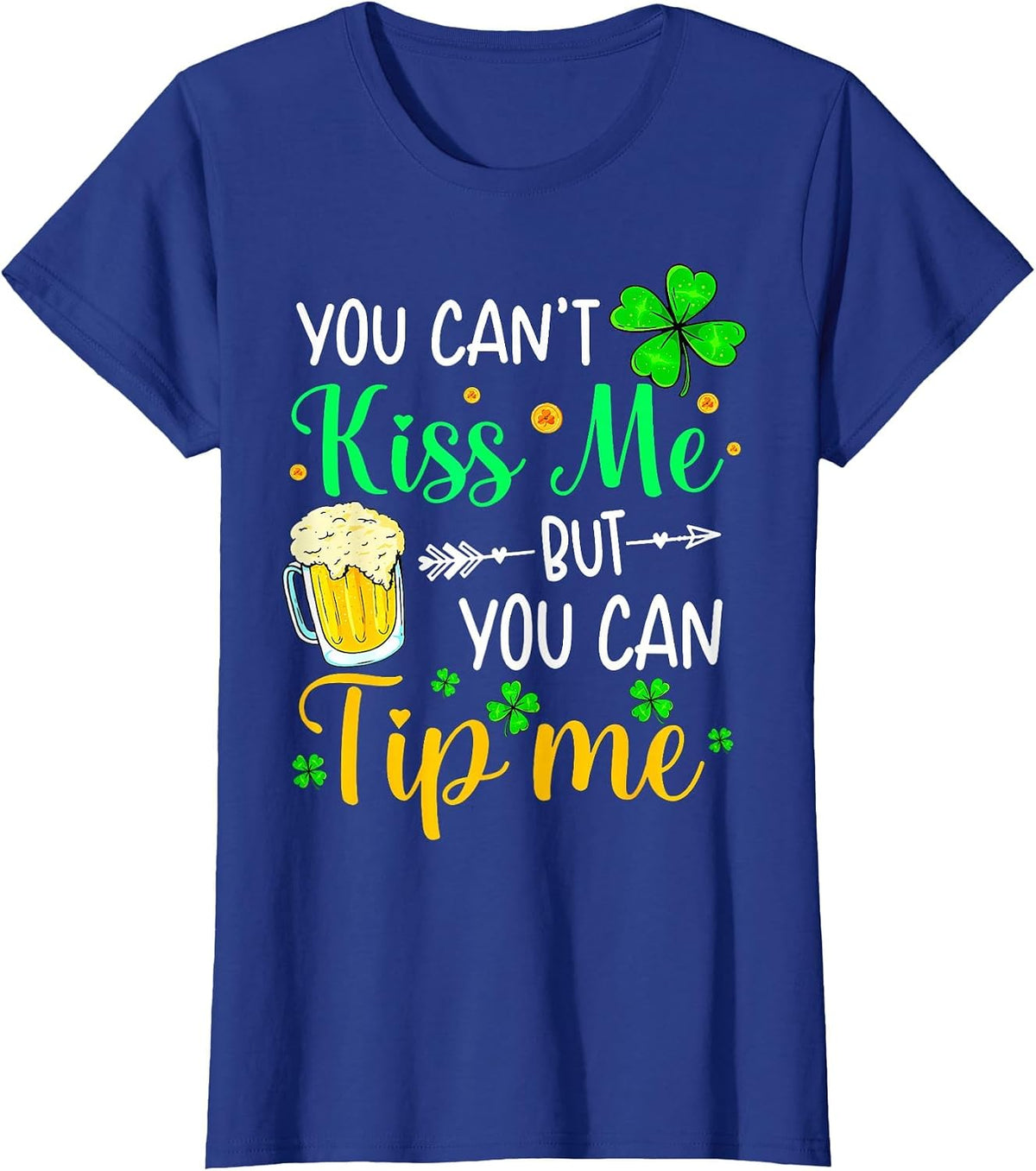 St Patrick's Day Lucky Shamrock Waitress Bartender Waiter T-Shirt - Royal Blue