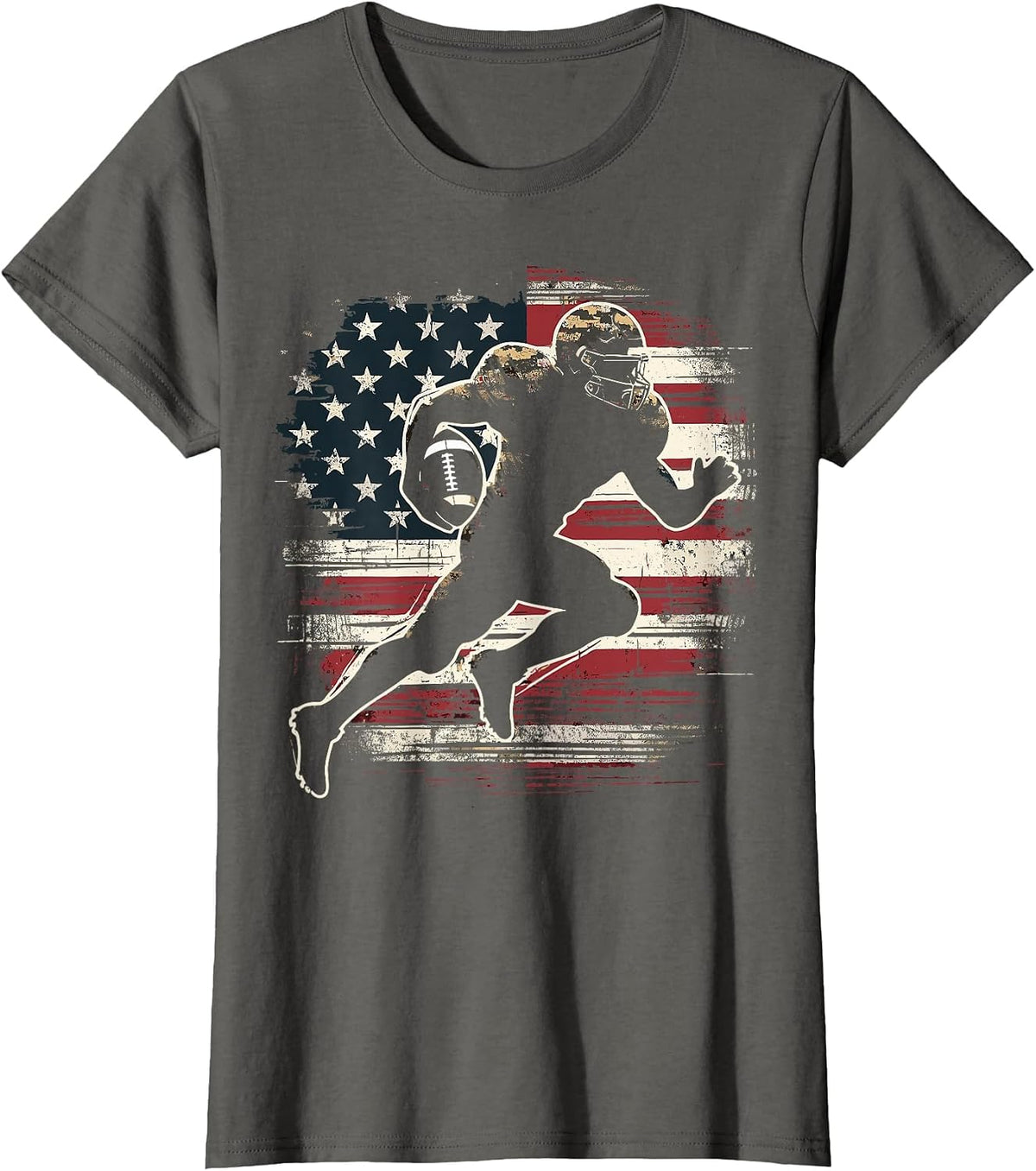 American Football Player Patriotic T-Shirt - Asphalt Grey