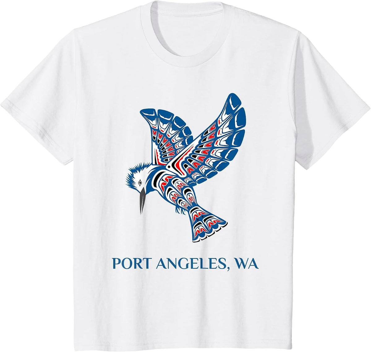 Port Angeles WA Native American Kingfisher Bird Watching T-Shirt - White