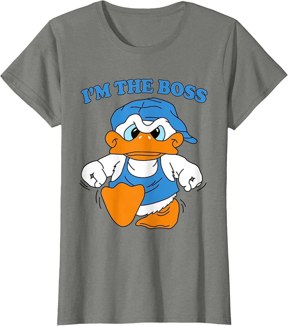 I'm The Boss Duck 90s Cartoon Tourist Souvenir T-Shirt - Olive Heather