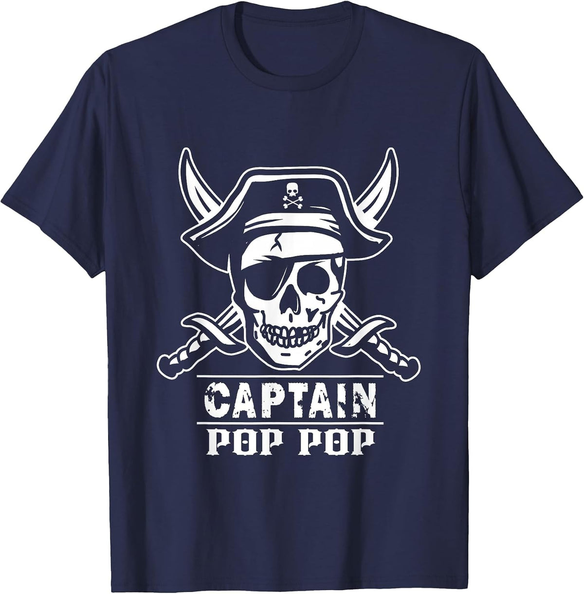 Pirate Captain Pop Pop Halloween Grandpa T-Shirt - Navy Blue