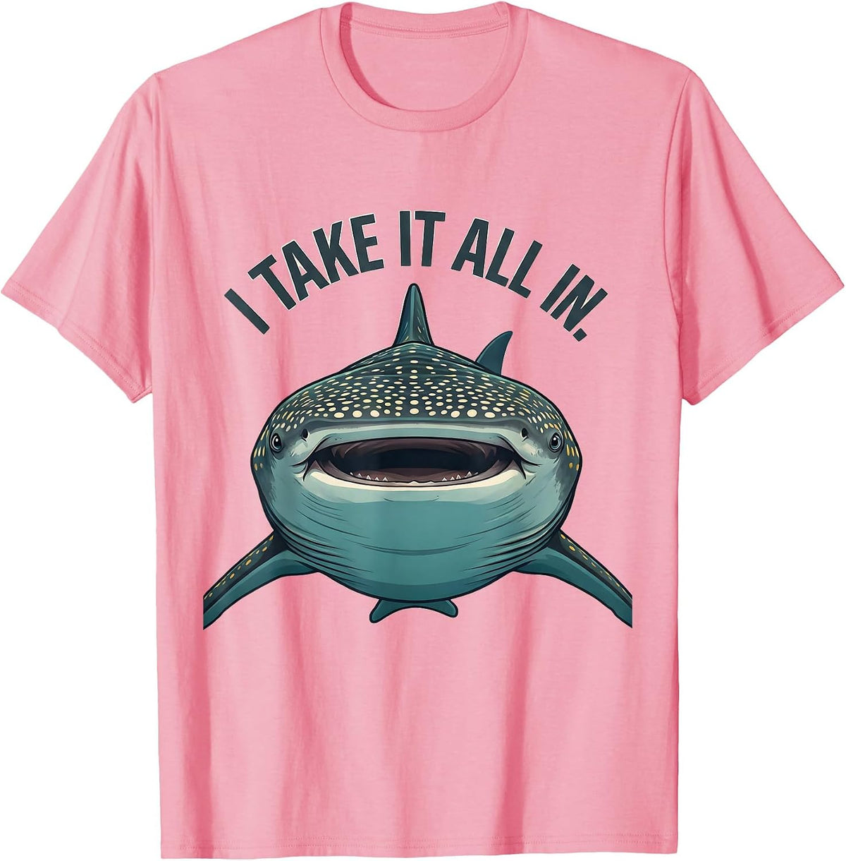 Men's I Take It All In Midcentury Modern Whale Shark Marine T-Shirt - Pink