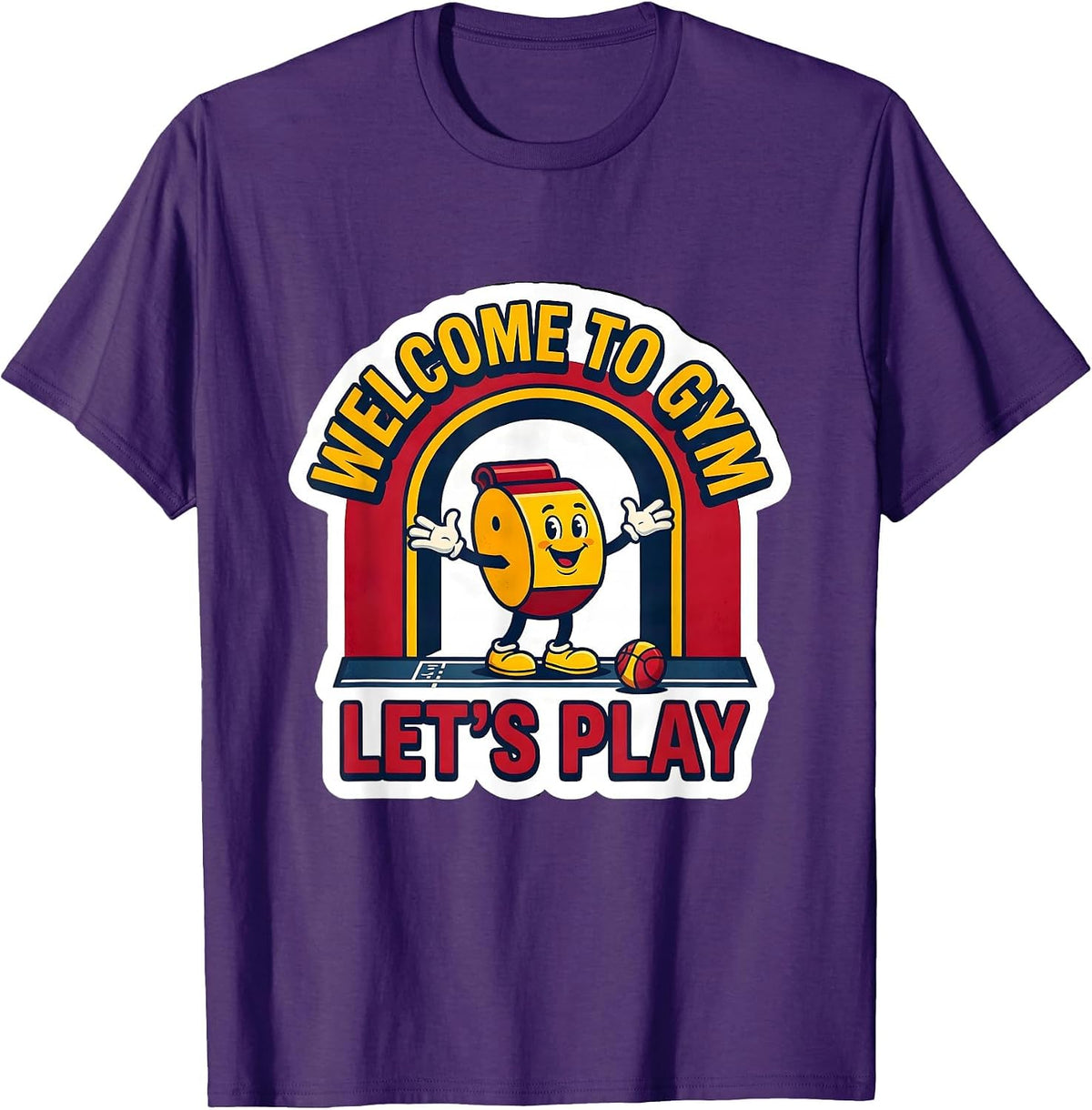 Men's Welcome To Gym Let's Play Funny PE Teacher Back To School T-Shirt - Purple