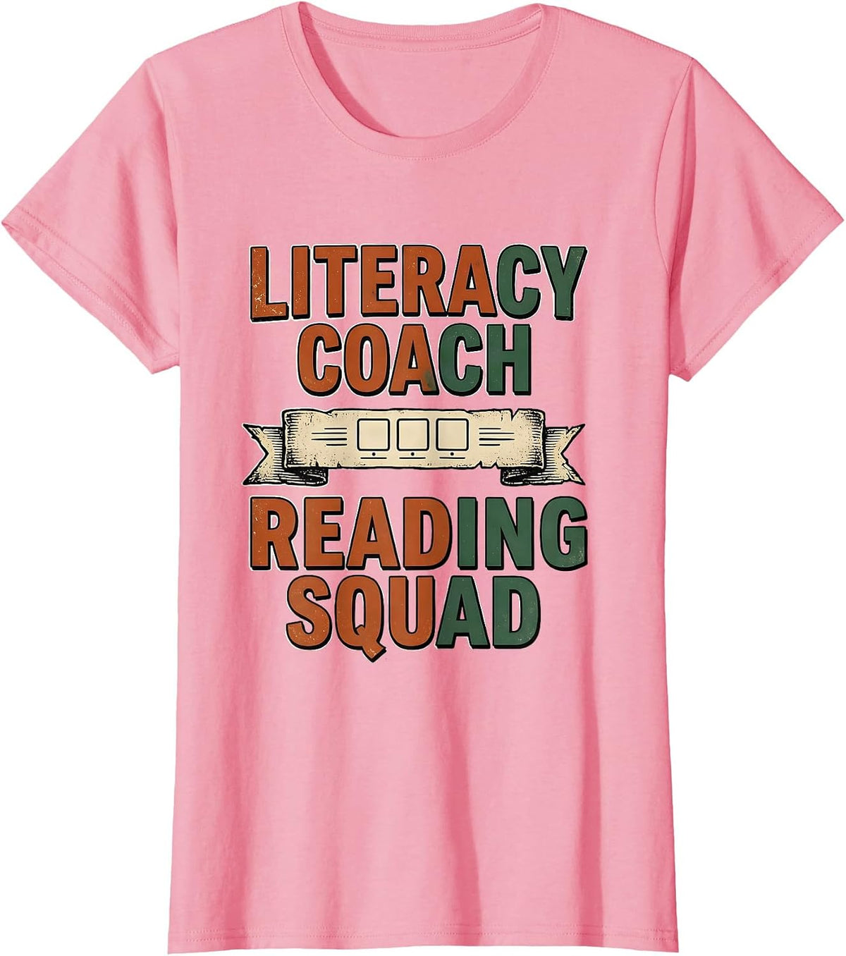 Women's Literacy Coach Reading Squad Vintage Phonics Teacher Squad T-Shirt - Pink