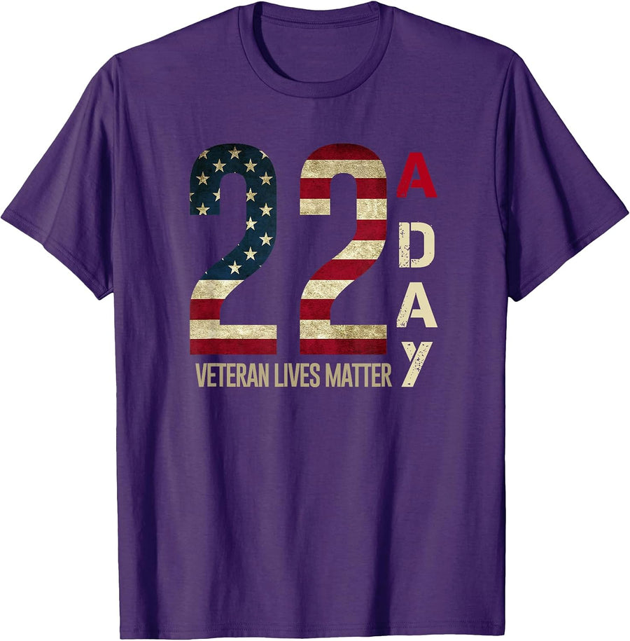 22 A Day - Veteran Suicide Awareness T-Shirt, Men, Black, Small - As Pictured