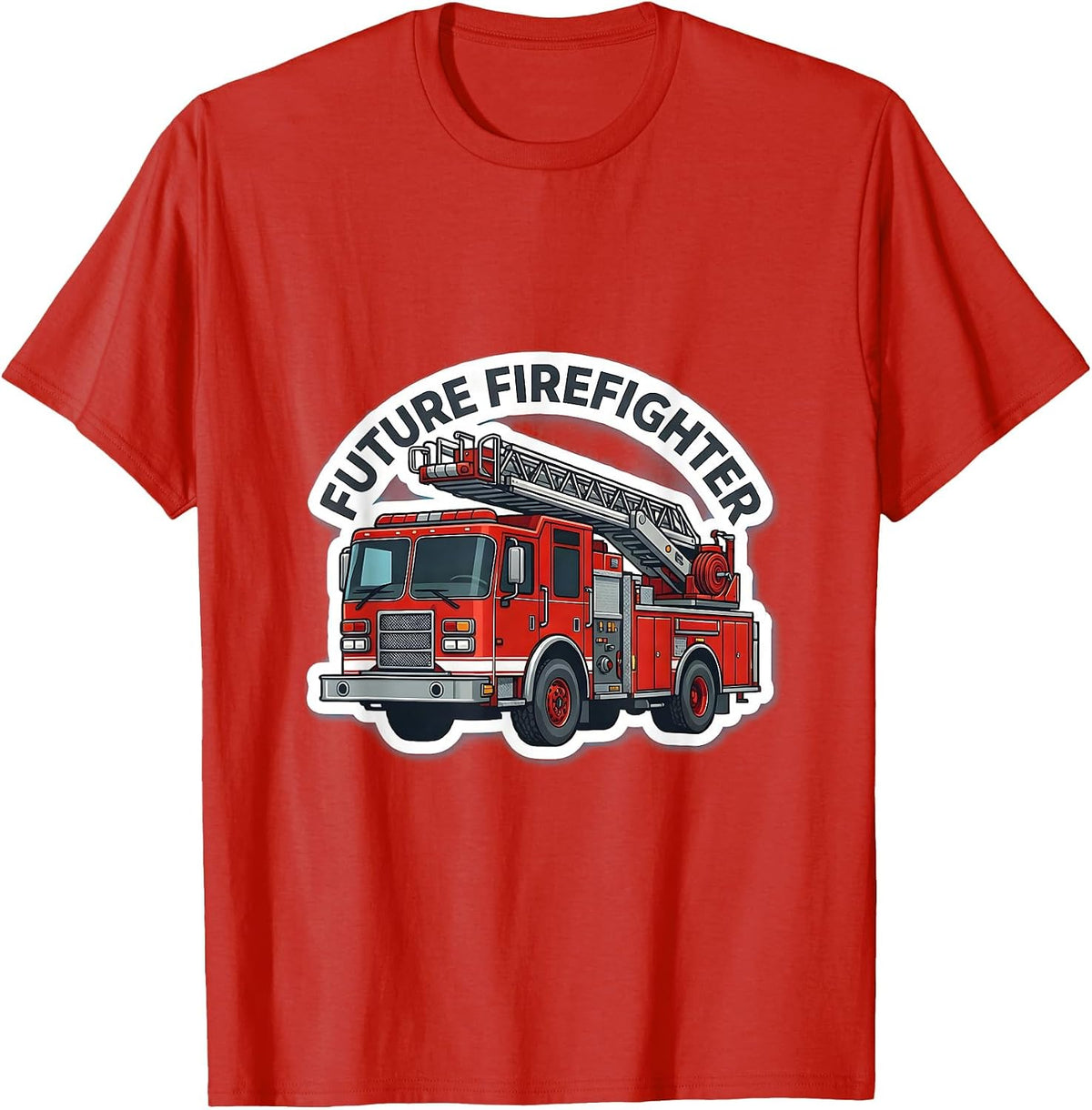 Men's Future Firefighter Playful Fire Truck Kids Birthday T-Shirt - Red