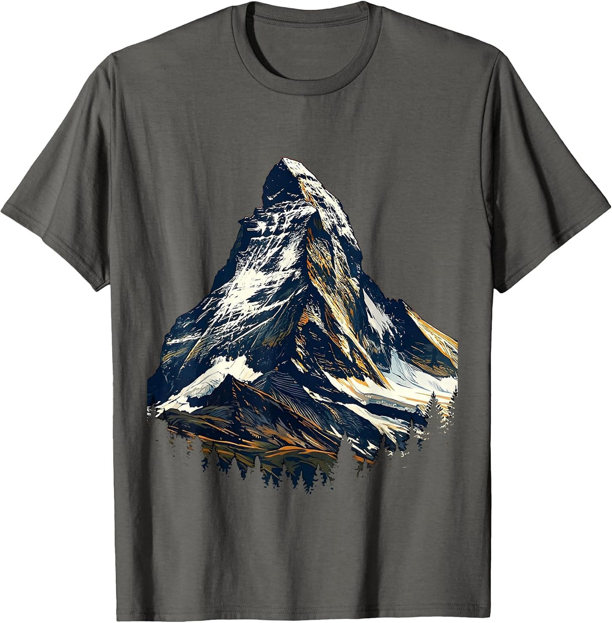 Rugby Mountain Peak Graphic Design T-Shirt - Asphalt Grey