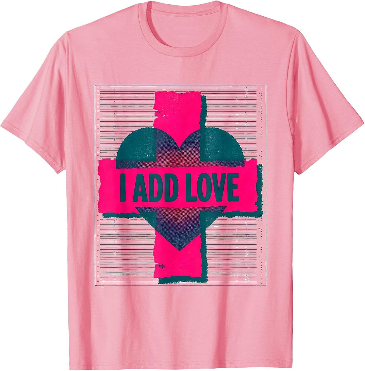 Men's I Add Love Funny Math Teacher Valentine Humor T-Shirt - Pink