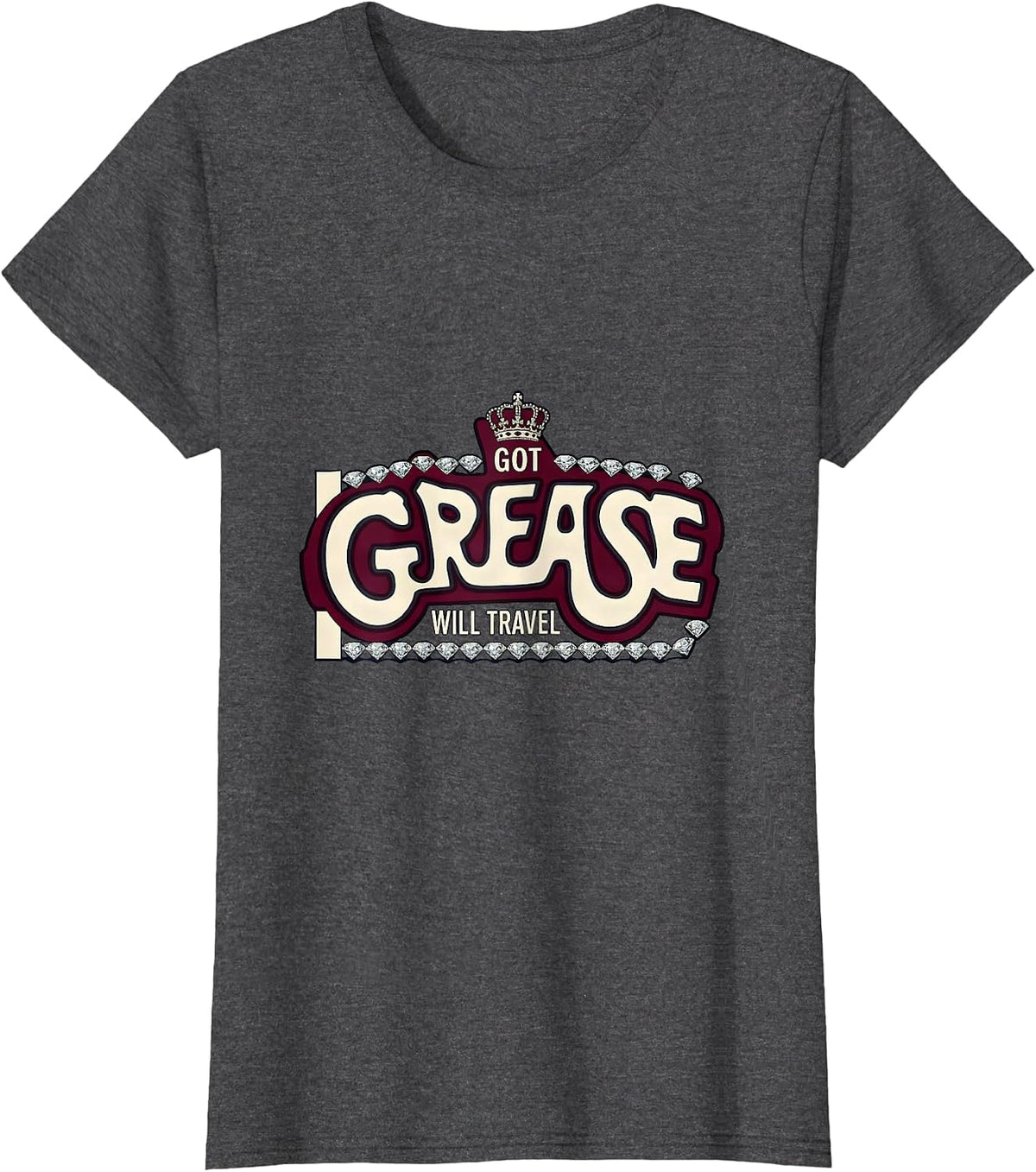 Women's Got Grease Will Travel Mechanic Design T-Shirt - Dark Heather Grey