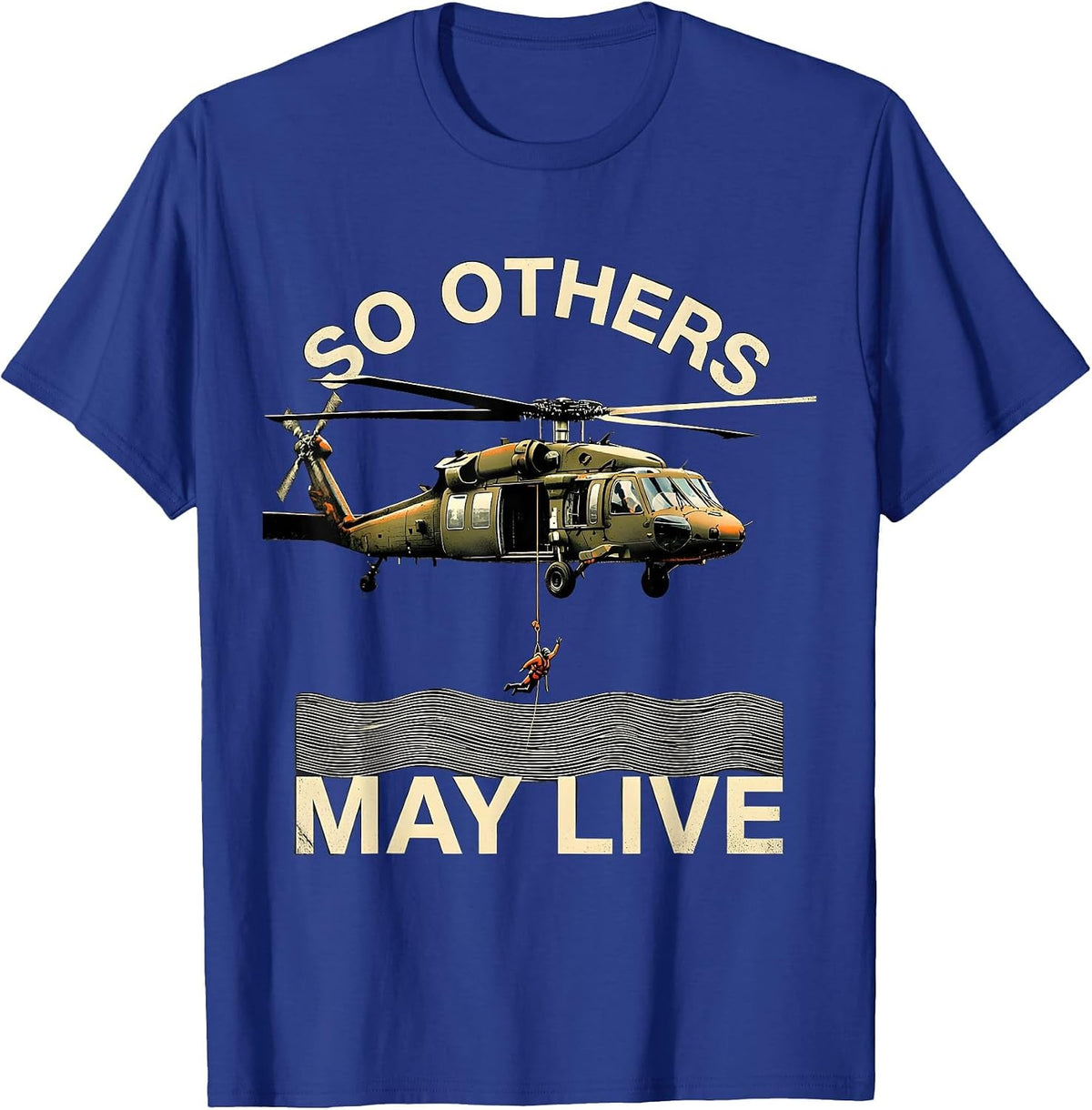 So Others May Live Semi-Realistic HH-60 Rescue Helicopter T-Shirt - Royal Blue
