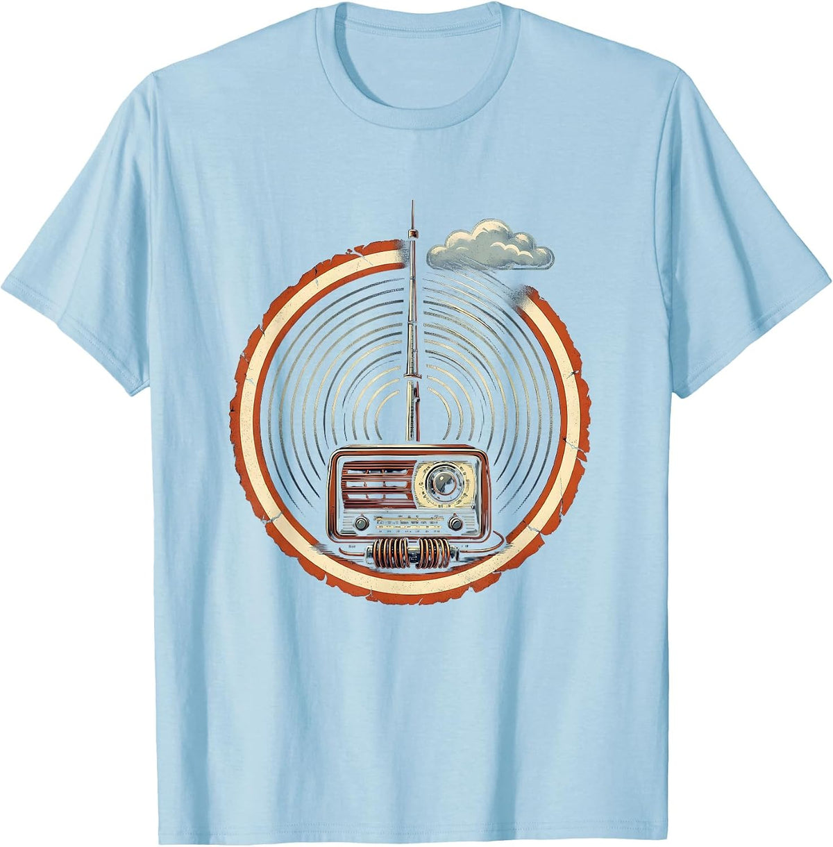 Men's Ham Radio Operator Hobbyist Shield Emblem Humor T-Shirt - Baby Blue
