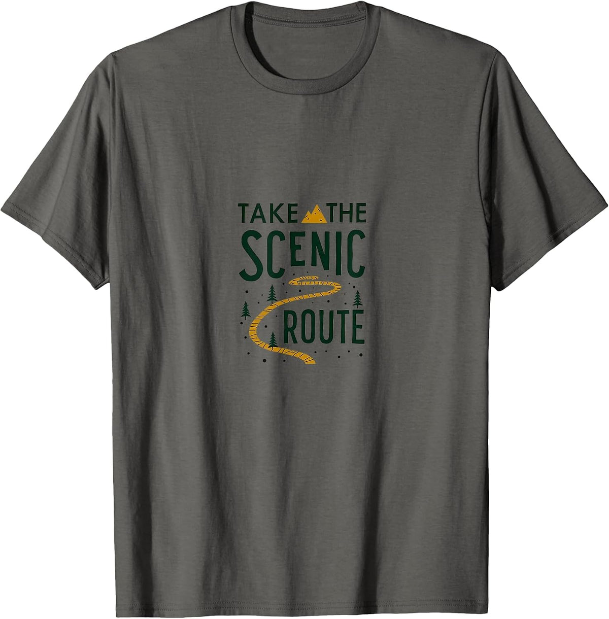 Take the Scenic Route Hiking Gear Retirement Gifts for Men Adventure Design T-Shirt - Asphalt Grey
