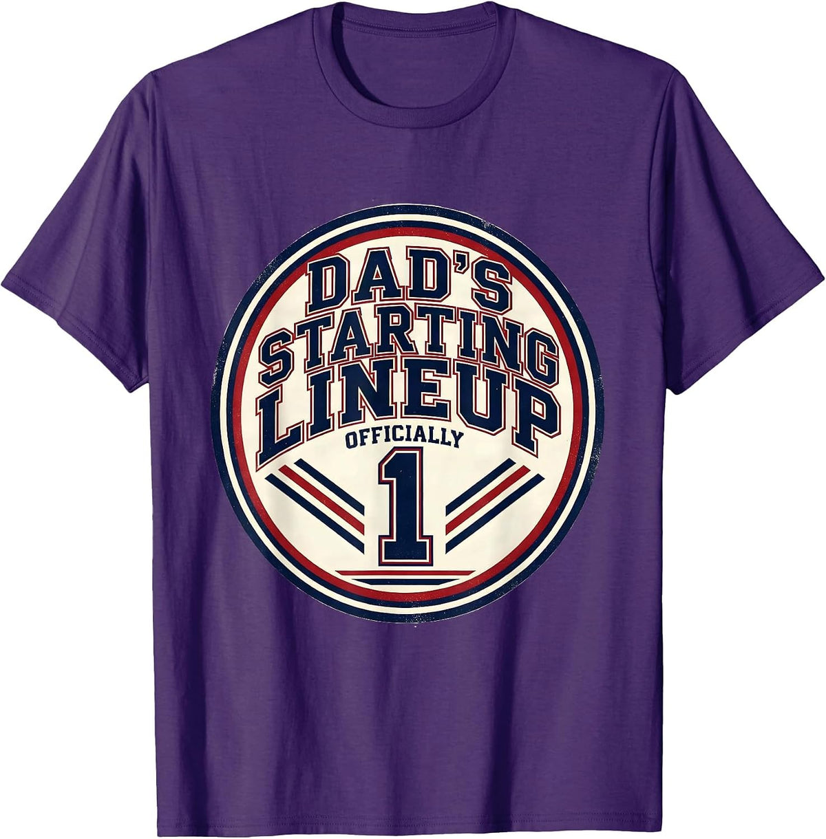 Men's Officially Dad's Starting Lineup Funny Dad Gift Birthday T-Shirt - Purple