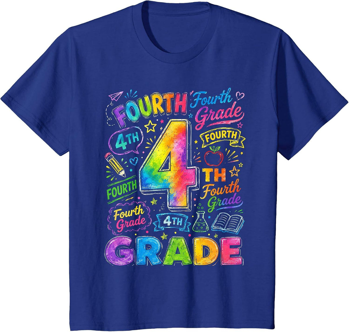 Tie Dye 4th Grade Back to School Fourth Grade Teachers Kids T-Shirt - Royal Blue