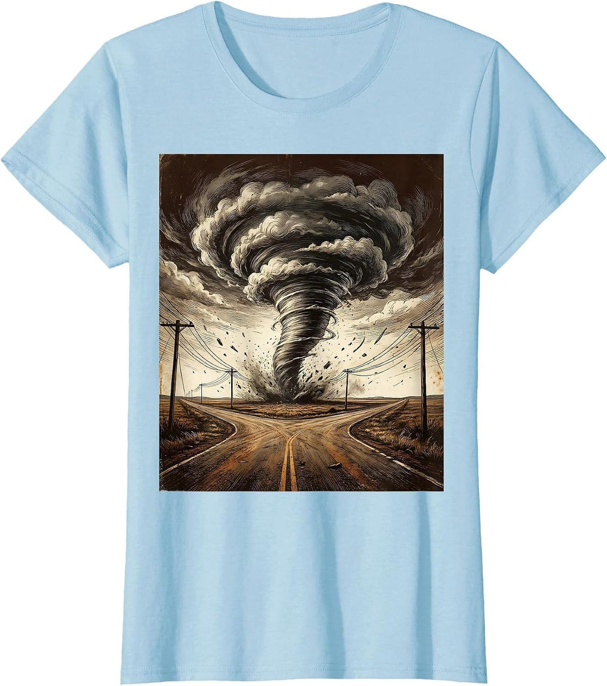 Women's Tornado Crossroads Graphic Tee - Turning Point T-Shirt - Baby Blue