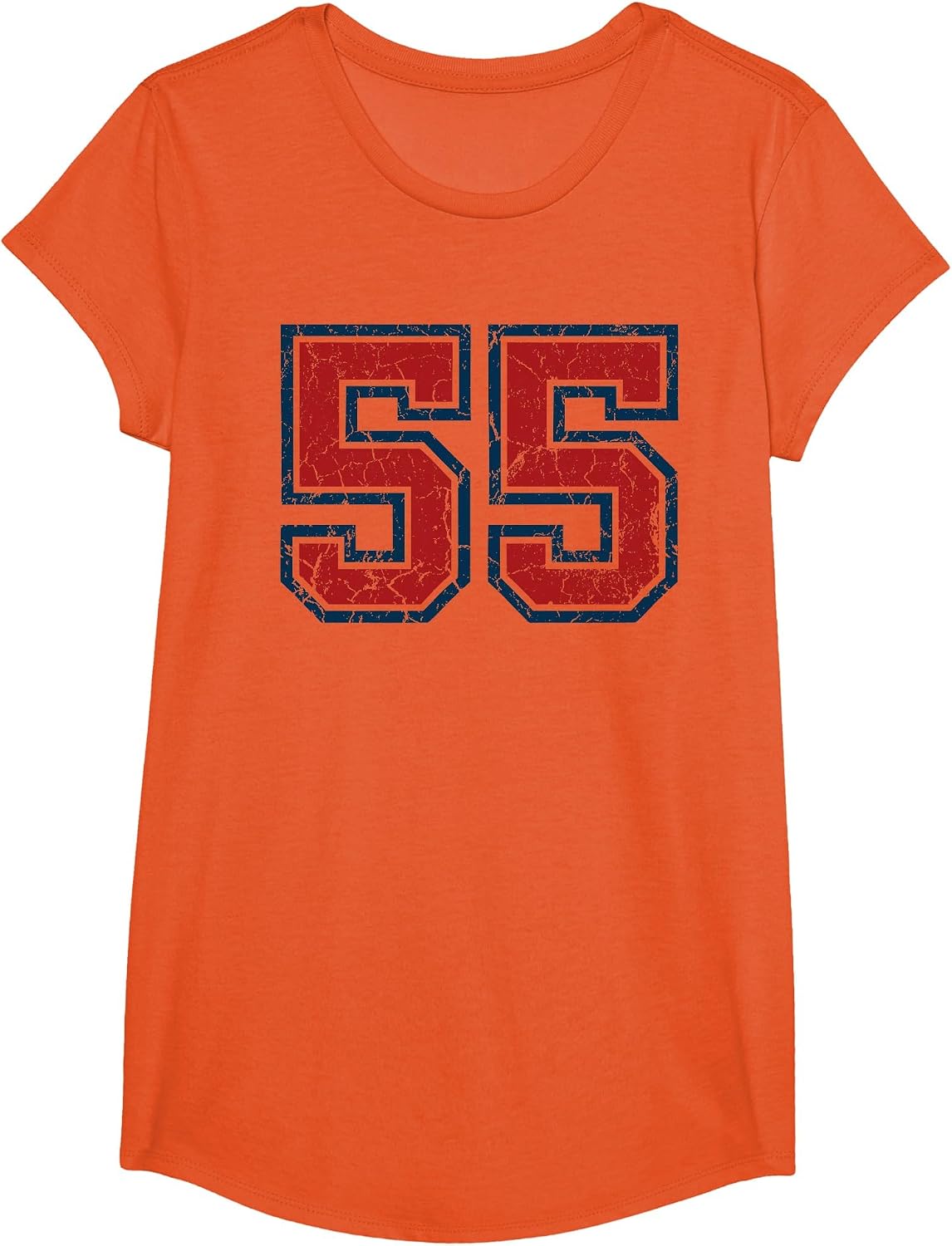 Red and Blue Sports Number 55 Jersey Uniform Player Fan T-Shirt - Girls Orange