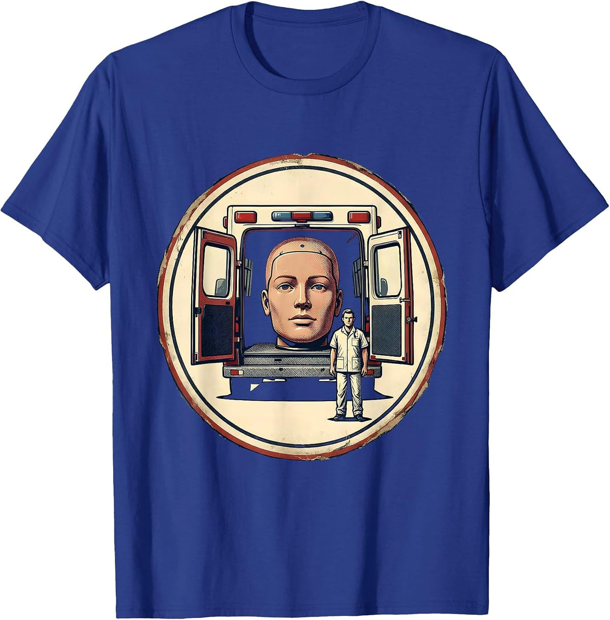 Men's Vintage EMT Badge Ambulance Paramedic Crew T-Shirt - Royal Blue