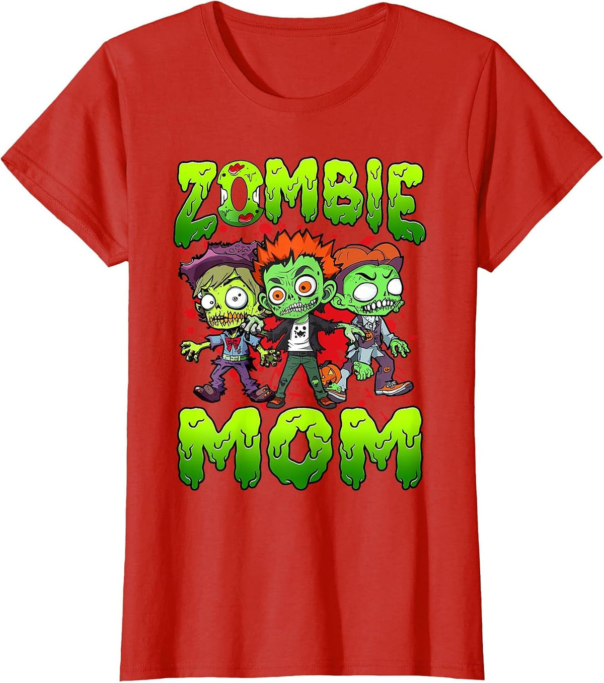 Zombie Mom Halloween Costume Family Matching T-Shirt - Red