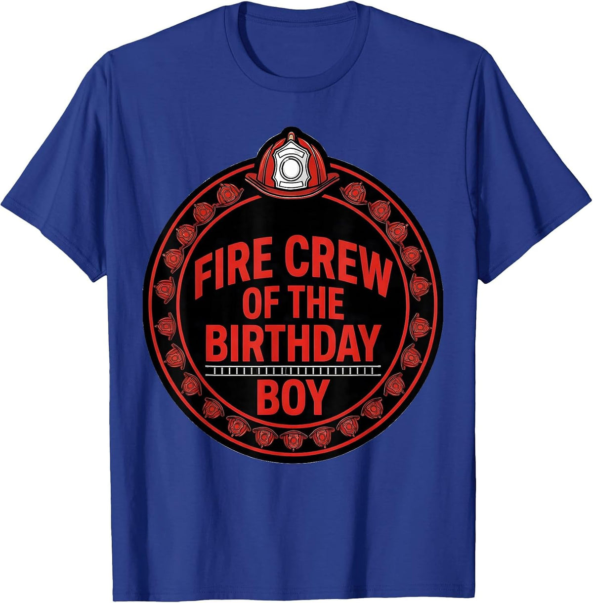 Men's Fire Crew of the Birthday Boy Fire Truck Firefighter Party T-Shirt - Royal Blue