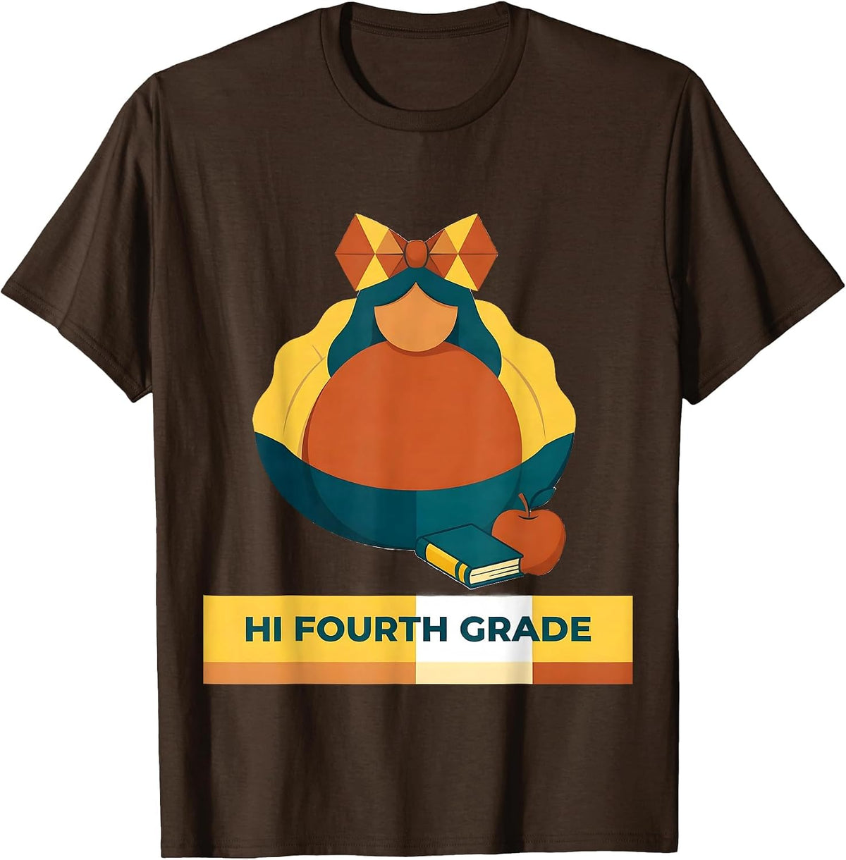 Hi Fourth Grade Cute Dumpling Girl Back to School First Day T-Shirt - Brown