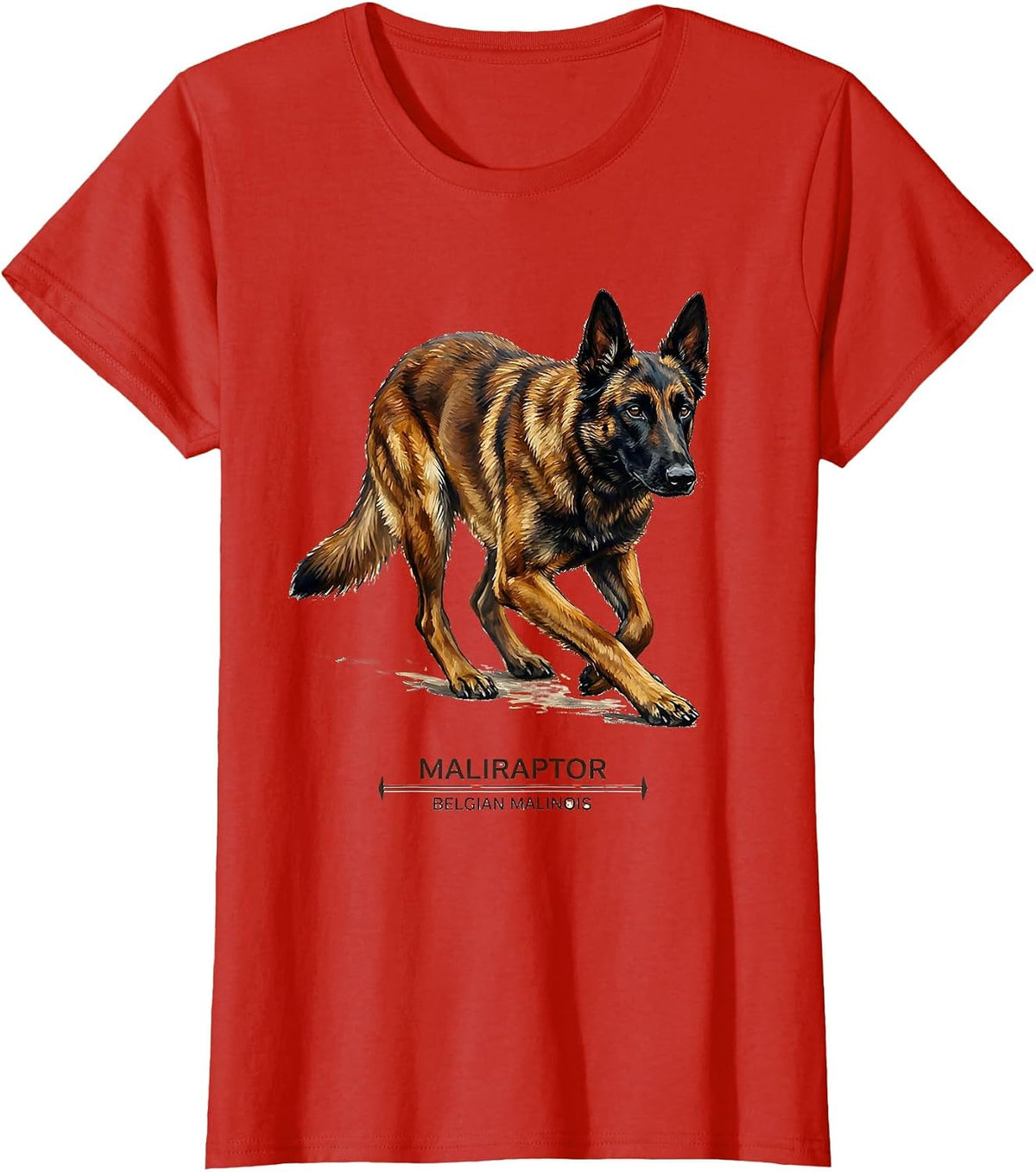 Maliraptor Belgian Malinois Dog Breed Pride Humor T-Shirt - Red