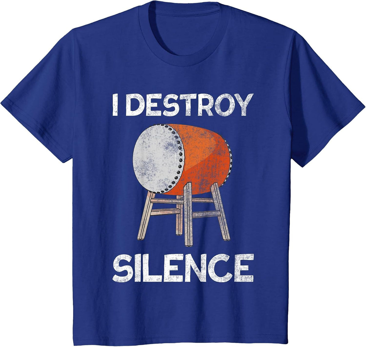 I Destroy Silence Taiko Mitsudomoe Retro Drummer T-Shirt - Royal Blue